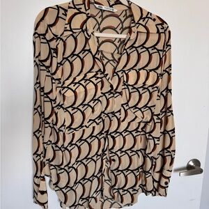 Women’s Long Sleeve Business Casual Zara Size S Patterned Blouse